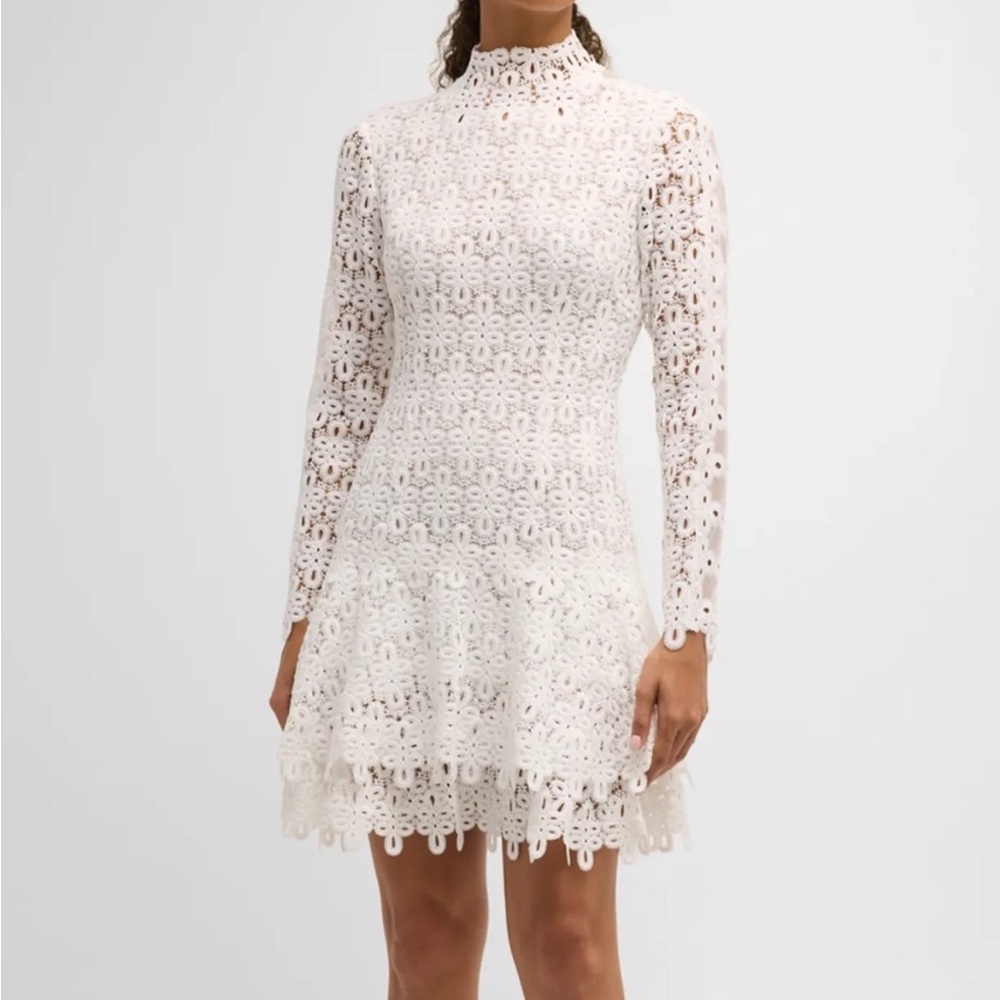 Jonathan Simkhai Ivory Crochet Long Sleeve Dress size 2
